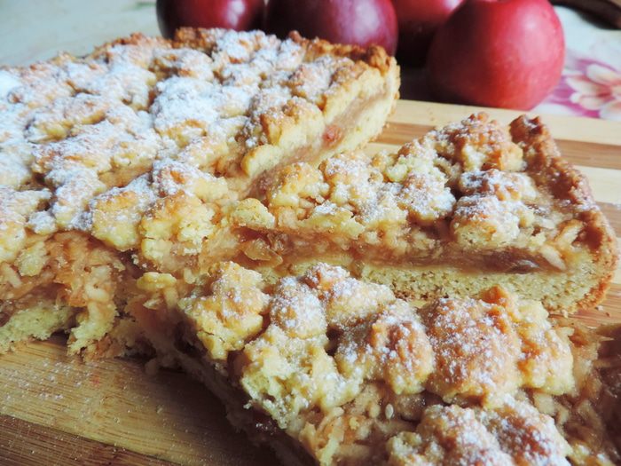 Пирог из геркулеса с творогом и яблоками