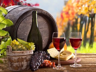 Quebra-cabeça «Wine and grapes»