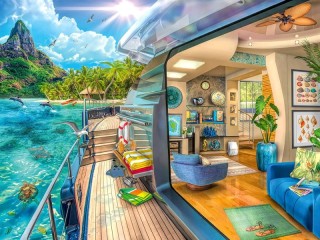 Jigsaw Puzzle «Yacht in the tropics»