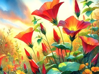 Jigsaw Puzzle «Scarlet flowers»