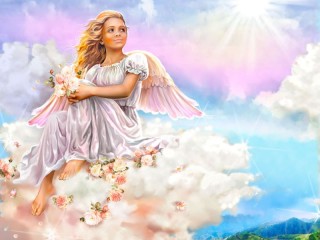 Пазл «Ангел на облаке»