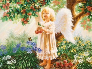 Пазл «Ангел с яблоками»