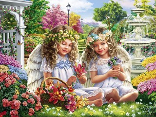 Пазл «Ангелы в саду»