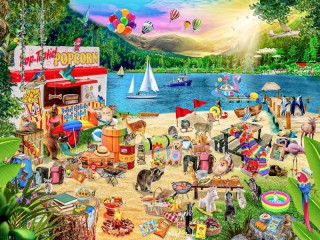 Jigsaw Puzzle «Animals Beach Camping»