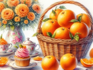 Jigsaw Puzzle «Oranges in a basket»