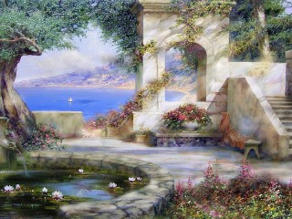 Jigsaw Puzzle «Arch and pond»