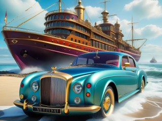 Jigsaw Puzzle «Auto and ship»