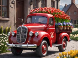 Пазл «Car with flowers»