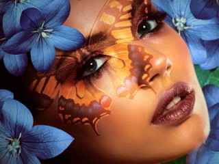 Puzzle «Butterfly on the face»