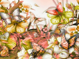 Bulmaca «Butterflies and flowers»
