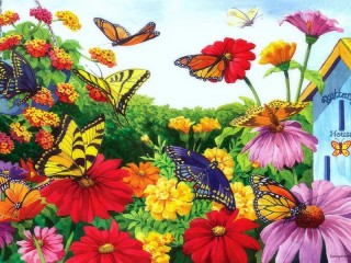 Пазл «Бабочки в саду»