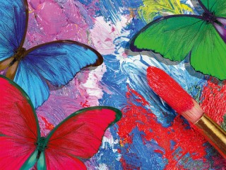 Jigsaw Puzzle «Butterflies in painting»