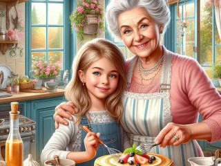 Jigsaw Puzzle «Grandmother and granddaughter»