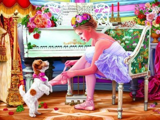 Rompecabezas «ballerina and puppy»