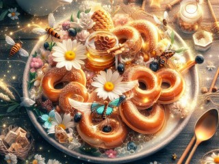 Jigsaw Puzzle «Bagels with honey»