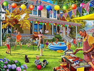 Jigsaw Puzzle «Barbecue in the yard»