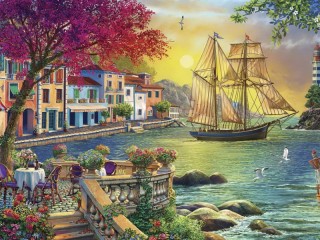 Jigsaw Puzzle «Beautiful Sunset in the Town»