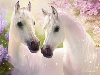 Пазл «Белые кони»
