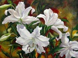 Jigsaw Puzzle «White lilies»