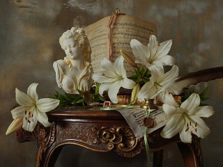 Quebra-cabeça «White lilies»