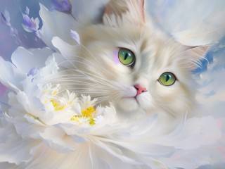 Jigsaw Puzzle «White cat»