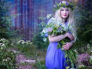 Jigsaw Puzzle «The blonde in the woods»