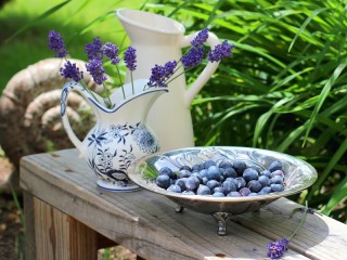 Quebra-cabeça «Dish with blueberries»