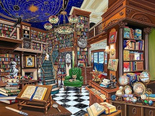 Jigsaw Puzzle «A large library»