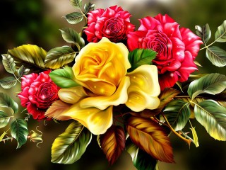 Jigsaw Puzzle «Bunch of roses»