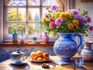 Слагалица «Bouquet on the table»