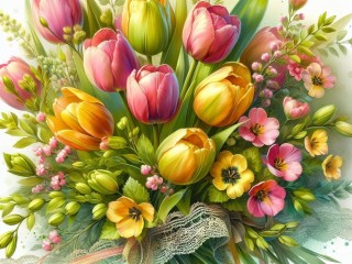 Quebra-cabeça «Bouquet of tulips»