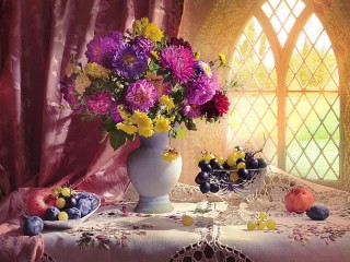 Jigsaw Puzzle «Bouquet at the window»