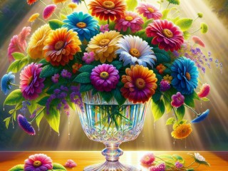 Jigsaw Puzzle «Bouquet in a crystal vase»