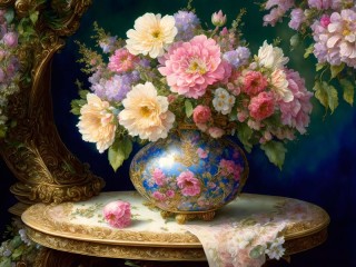 Jigsaw Puzzle «Bouquet in a beautiful vase»
