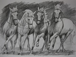 Rompecabezas «Four horses»