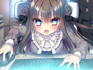 Quebra-cabeça «Chidori Hinano at the computer»