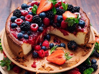 Quebra-cabeça «Cheesecake with berries»