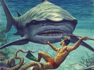 Jigsaw Puzzle «Diver and shark»