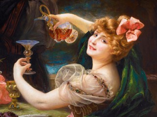 Пазл «Дама с бокалом вина»