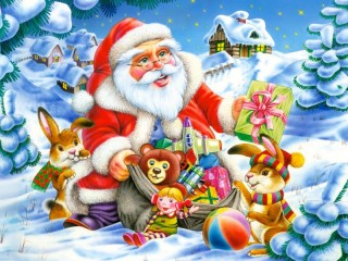 Puzzle «Santa Claus and gifts»