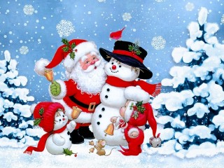 Quebra-cabeça «Santa claus and snowman»