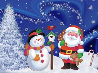 Пазл «Santa claus and snowman»