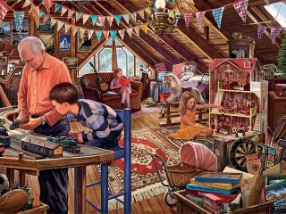 Jigsaw Puzzle «Grandpa with grandchildren»