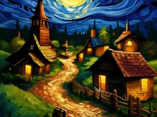 Puzzle «Village night»