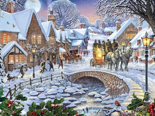 Пазл «Деревня зимой»