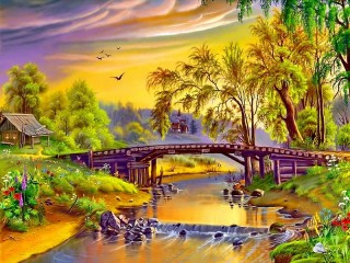 Пазл «Деревянный мостик»