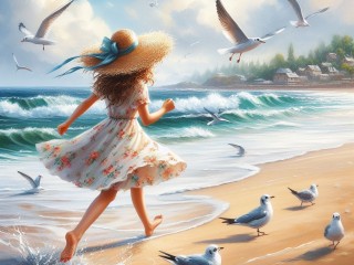 Puzzle «Girl and sea»