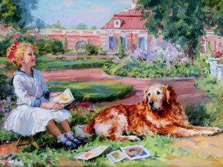 Jigsaw Puzzle «girl and dog»
