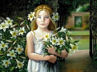 Пазл «Девочка с лилиями»
