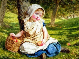 Puzzle «Girl with apples»